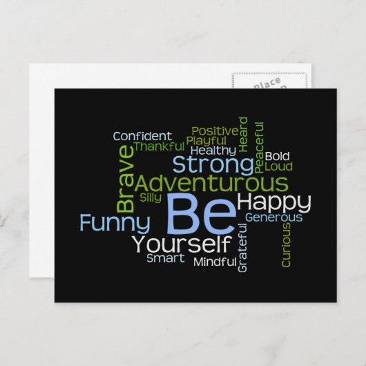 BE Inspirerend Word Cloud Briefkaart (Voorkant / Achterkant)