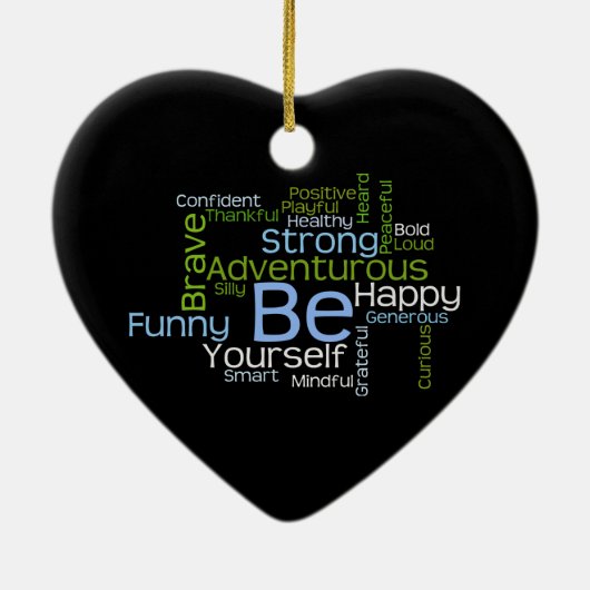 BE Inspirerend Word Cloud Keramisch Ornament (Achterkant)