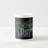 BE Inspirerend Word Cloud Porselein Kop (Voorkant)