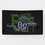 BE Inspirerend Word Cloud Spandoek (Horizontaal)