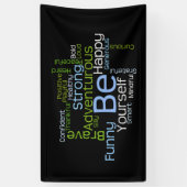 BE Inspirerend Word Cloud Spandoek (Verticaal)