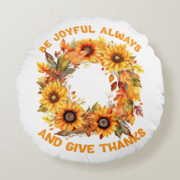 Be Joyful Always – Autumn Wreath Thanksgiving Rond Kussen