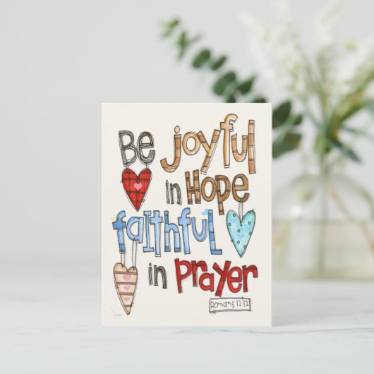 Be Joyful Primitive Font Illustrated Postcard Briefkaart (Staand voorkant)
