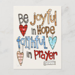 Be Joyful Primitive Font Illustrated Postcard Briefkaart