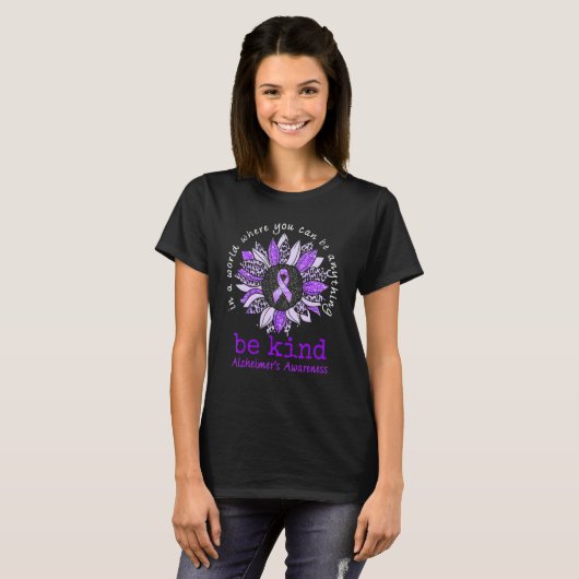 Be Kind Alzheimer's Awareness Sunflower Leopard T-shirt (Voorkant volledig)