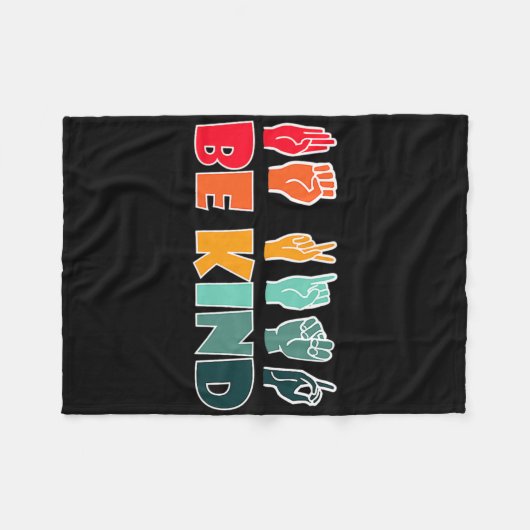 Be Kind American Sign Language Asl Disability Awar Fleece Deken (Voorkant (Horizontaal))