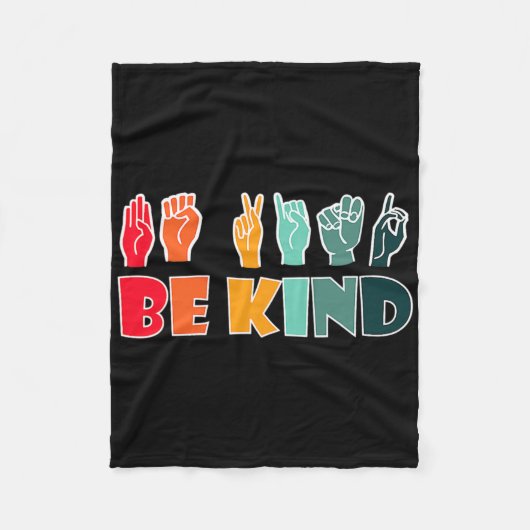Be Kind American Sign Language Asl Disability Awar Fleece Deken (Voorkant)