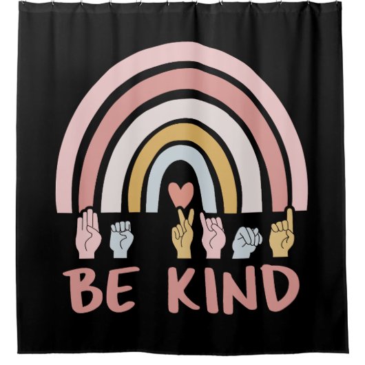 Be Kind ASL III - Amerikaanse Gebarentaal Douchegordijn (Voorkant)