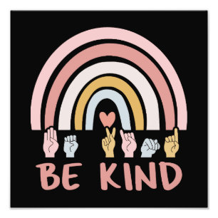 Be Kind ASL III - Amerikaanse Gebarentaal Foto Afdruk