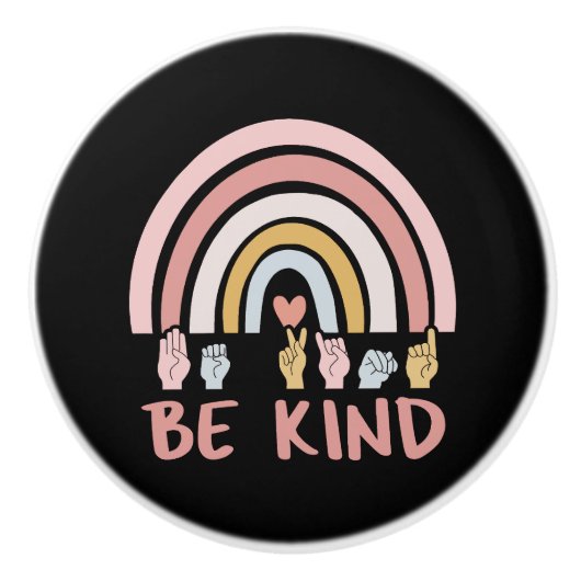 Be Kind ASL III - Amerikaanse Gebarentaal Keramische Knop (Voorkant)