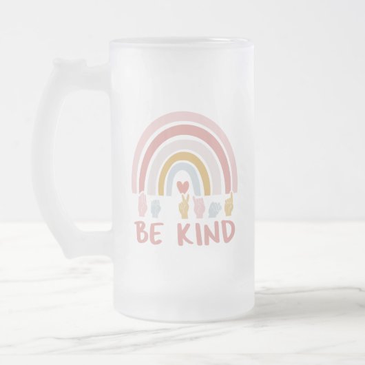 Be Kind ASL III - Amerikaanse Gebarentaal Matglas Bierpul (Links)