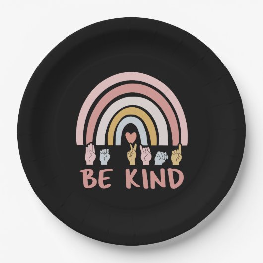 Be Kind ASL III - Amerikaanse Gebarentaal Papieren Bordje (Voorkant)
