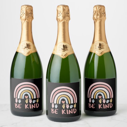 Be Kind ASL III - Amerikaanse Gebarentaal Sparkling Wijnetiket (Flessen)