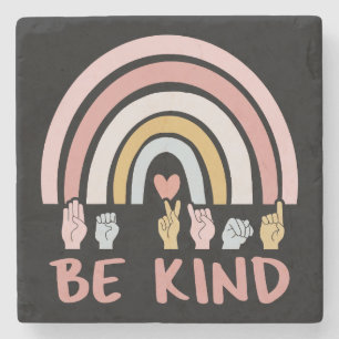 Be Kind ASL III - Amerikaanse Gebarentaal Stenen Onderzetter