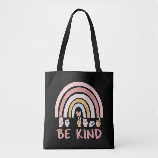 Be Kind ASL III - Amerikaanse Gebarentaal Tote Bag (Voorkant)