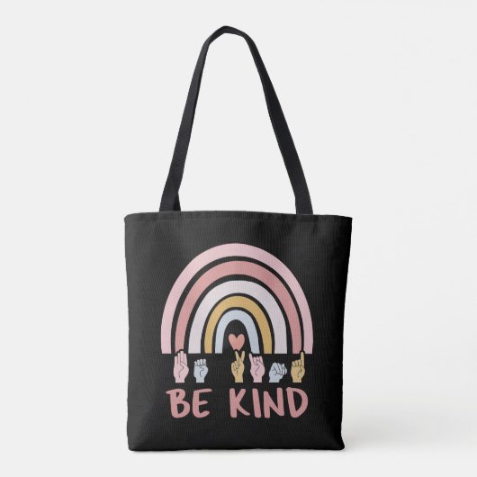 Be Kind ASL III - Amerikaanse Gebarentaal Tote Bag (Achterkant)