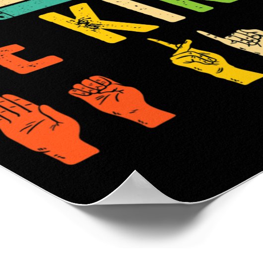 Be Kind Asl Sign Language Hand Autism Awareness Ki Poster (Hoek)