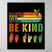 Be Kind Asl Sign Language Hand Autism Awareness Ki Poster (Voorkant)