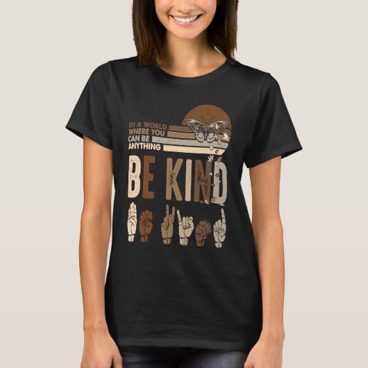 Be Kind ASL Sign Language Inspirational Teacher Ki T-shirt (Voorkant)