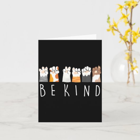 Be Kind Asl Sign Language Kindness Cat Paws Finger Kaart (Gele Bloem)