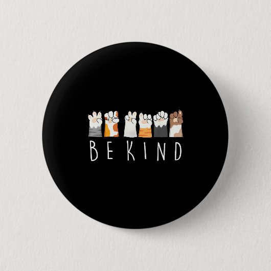 Be Kind Asl Sign Language Kindness Cat Paws Finger Ronde Button 5,7 Cm (Voorkant)