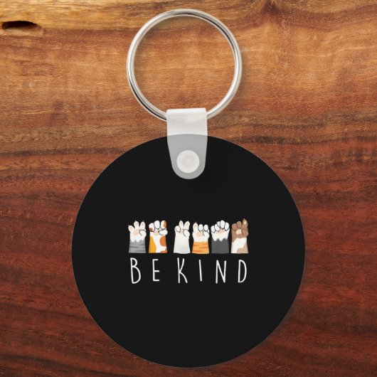 Be Kind Asl Sign Language Kindness Cat Paws Finger Sleutelhanger (Voorkant)