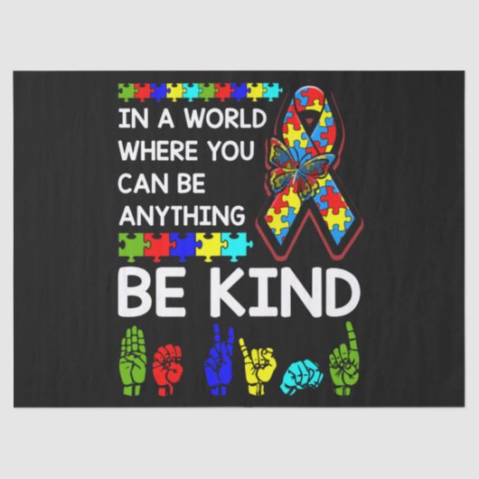 Be Kind Autism Awareness ASL Mom Teacher Kindness Tissuepapier (Voorkant)