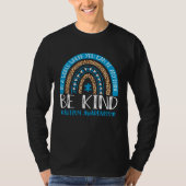 Be Kind Autism Awareness Blue Puzzle Leopard Rainb T-shirt (Voorkant)