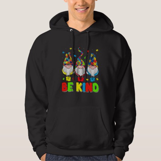 Be Kind Autism Awareness Month Cute Gnomes Men Wom Hoodie (Voorkant)