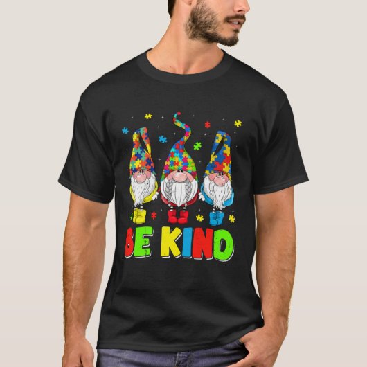 Be Kind Autism Awareness Month Cute Gnomes Men Wom T-shirt (Voorkant)
