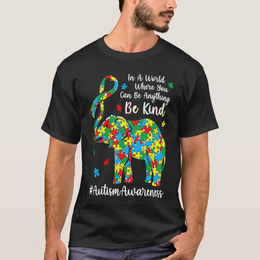 Be Kind Autism Awareness Month Puzzle Piece Ribbon T-shirt (Voorkant)
