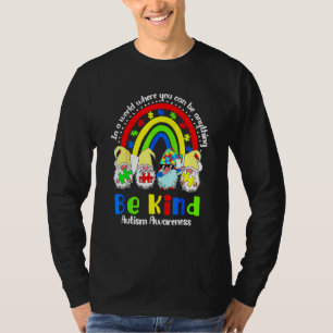 Be Kind Autism Awareness Month Rainbow Gnomes Figh T-shirt