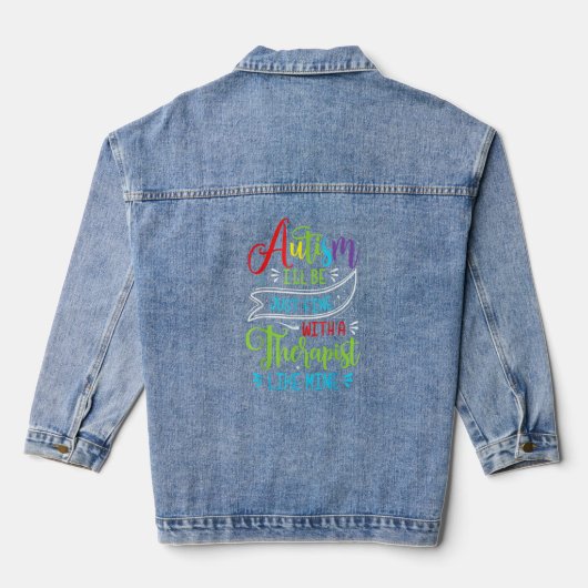 Be Kind Autism Awareness Rainbow Trendy Men Women Denim Jacket (Achterkant)