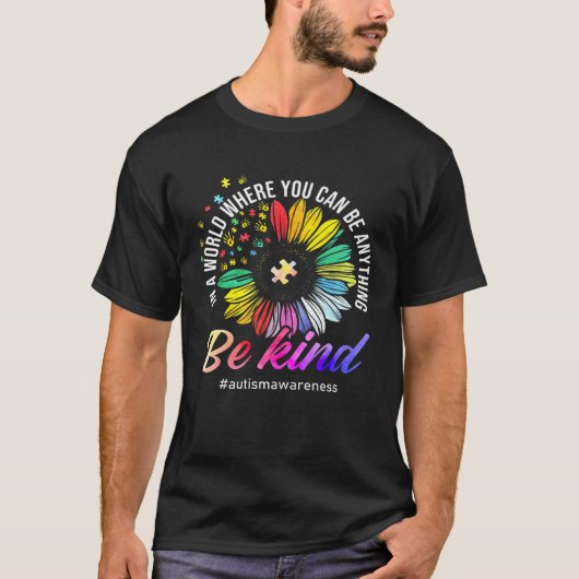 Be Kind Autism Awareness Sunflower Puzzle Choose K T-shirt (Voorkant)