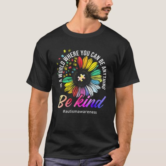 Be Kind Autism Awareness Sunflower Puzzle Choose K T-shirt (Voorkant)