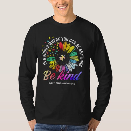 Be Kind Autism Awareness Sunflower Puzzle Choose K T-shirt (Voorkant)