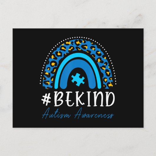 Be Kind Autism Awareness Women Girls Leopard Rainb Briefkaart (Voorkant)