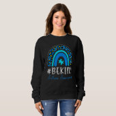 Be Kind Autism Awareness Women Girls Leopard Rainb Trui (Voorkant volledig)