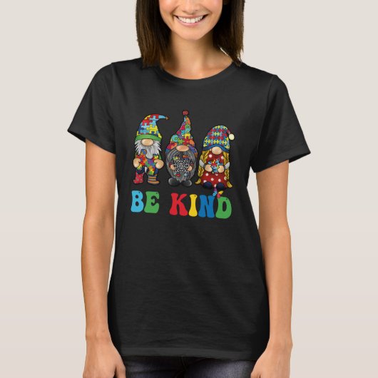 Be Kind Autism Gnomes Sunflower Autism Awareness M T-shirt (Voorkant)
