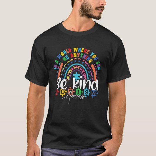 Be Kind Autism Leopard Tie Dye Rainbow Awareness K T-shirt (Voorkant)