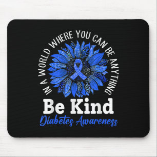Be Kind Blauw Lint Zonnebloem T1d Type 1 Diabetes Muismat