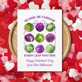 BE KIND CABBAGE Inclusive Teacher Class Valentine Feestdagen Kaart