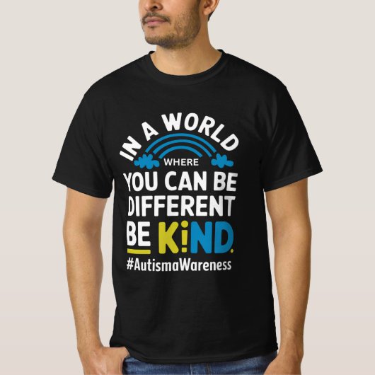 Be Kind Different Autism Awareness Rainbow Design  T-shirt (Voorkant)