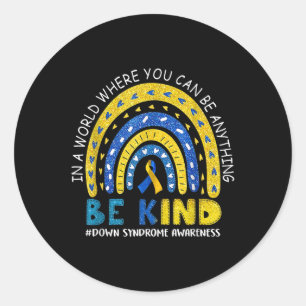 Be Kind Down Syndroom Bewustzijn Regenboog Mannen Ronde Sticker