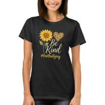 Be Kind End Bullying Sunflower Leopard Print Heart