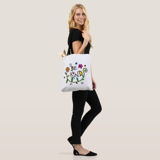 Be Kind Funny Modern Typography Minimalist Tote Bag (Op model)