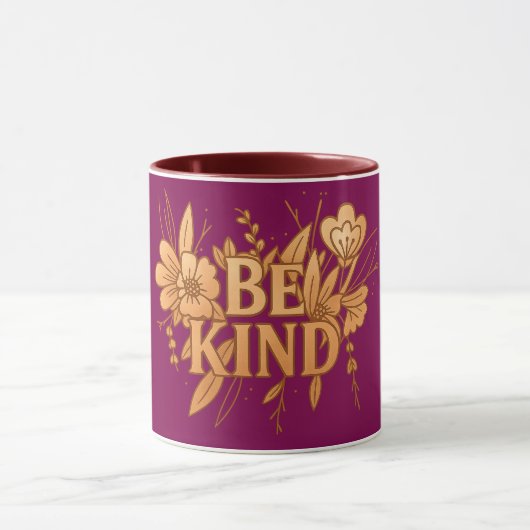 Be Kind | Gold Floral Inspirational Combo Mug Mok (Midden)