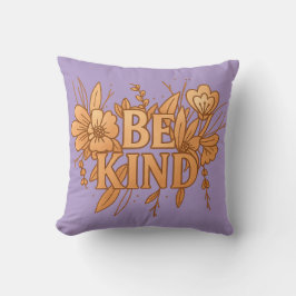 Be Kind | Gold Floral Inspirational Throw Pillow Kussen