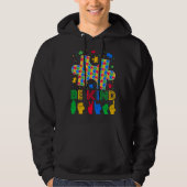 Be Kind Hand Sign Language ASL Puzzle Autism Aware Hoodie (Voorkant)