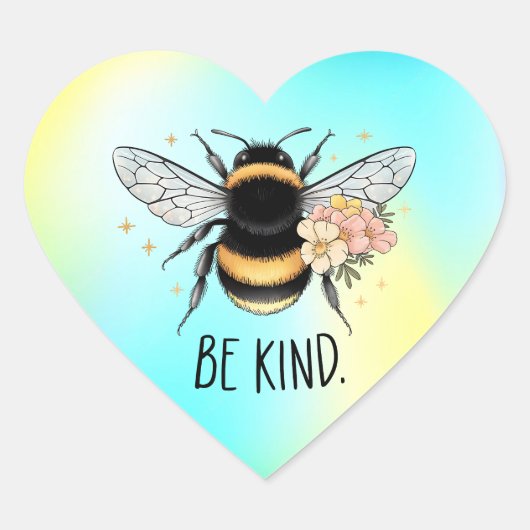 Be Kind Honey Bee Clipart-57650 Hart Sticker (Voorkant)